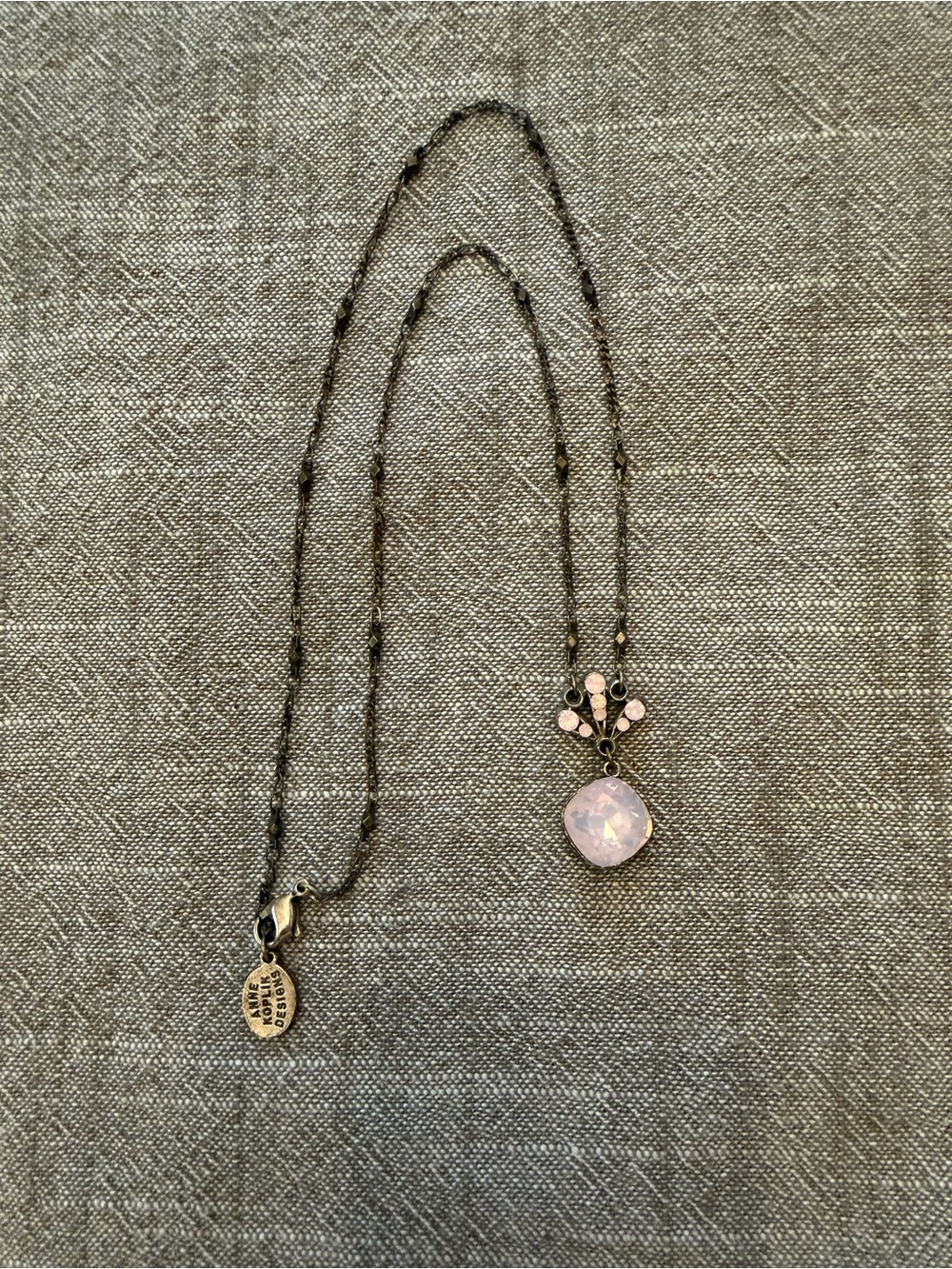 Vintage Anne Koplik Pink Opal-Style Floral Pendant Necklace - Women's Jewelry